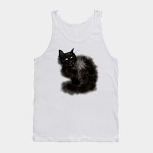 Cute Black Sitting Fluffy Cat Tank Top